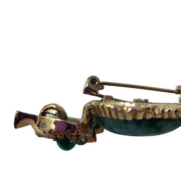 Lovely OWL Brooch Gerry's Vintage Pin Gold Plated Blue Faux Stones Jewelry 7711 - Picture 9 of 12